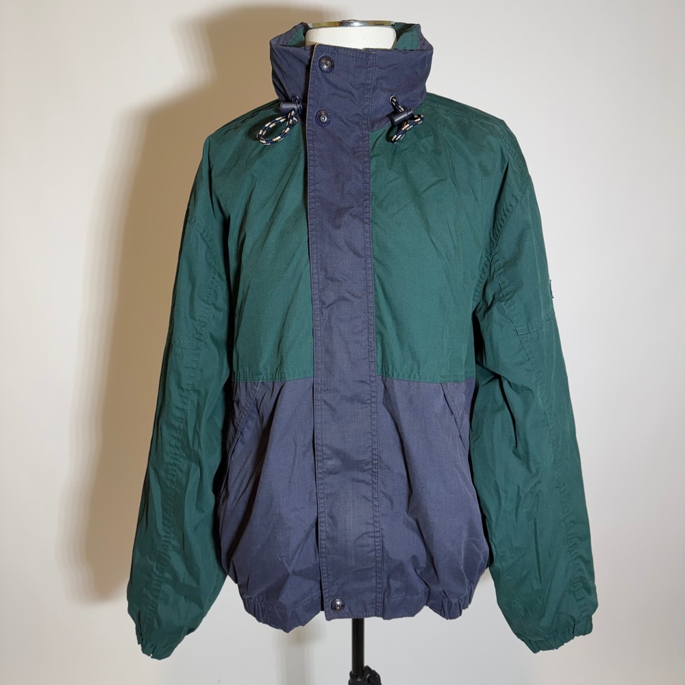 Vintage Pacific Trail Colorblock Windbreaker Jacket Hooded Green Mens Medium